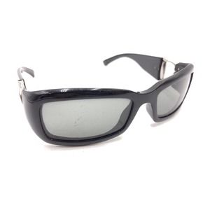 Gucci Black Silver Rectangle Wrap Sunglasses Gray 